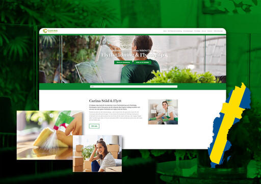 Carina städtjänst & Flyttfirmas nya hemsida av webbyrån GoWeb i Gävle i samarbete med Precis Reklam.
